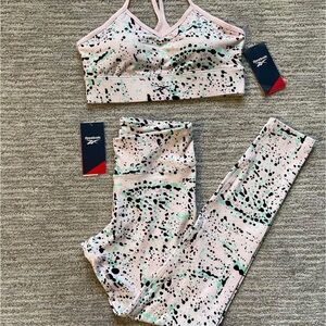 Reebok Abstract Print Activewear Set Sports Bra and Leggings Set